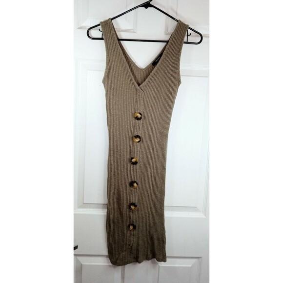 Forever 21 V-Neck Sweater Tank Dress Knee Length Buttons Size Medium - Picture 4 of 4